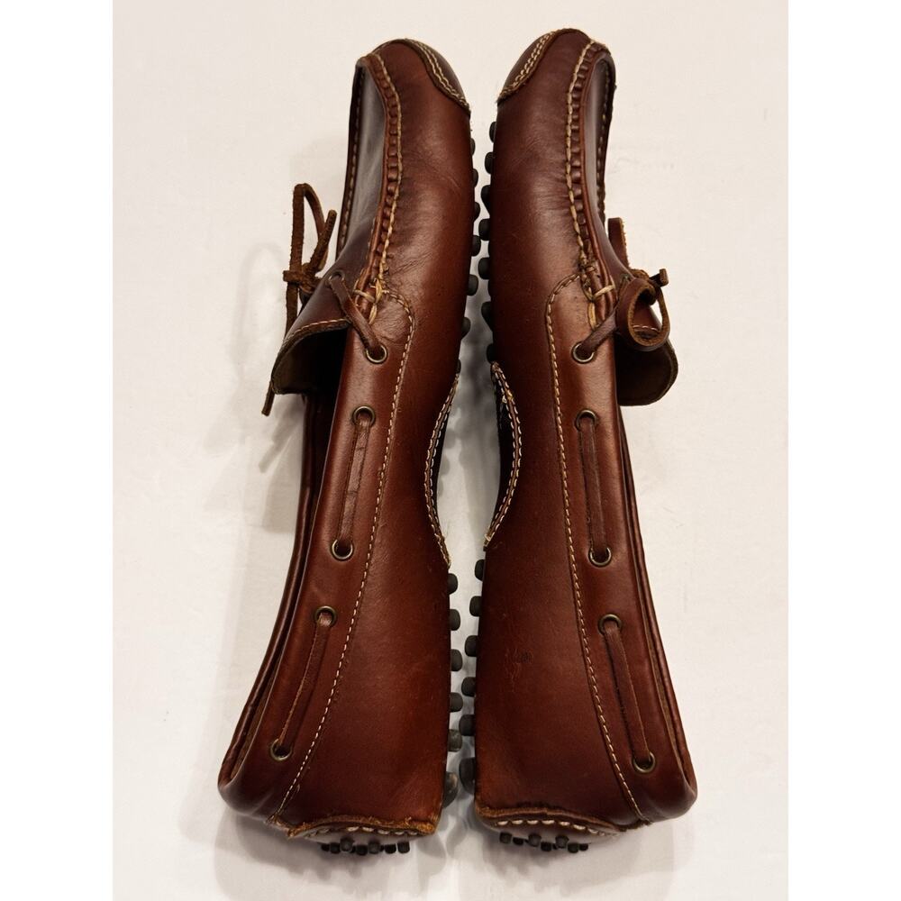 Size 10 Cole Haan Brown Leather Driving Mocs Rubber Nubs Moccasin Slip On - Picture 5 of 9